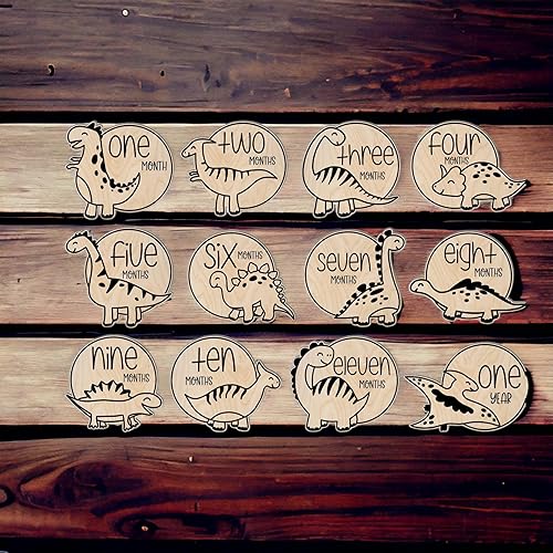 Jurassic Journey: Handcrafted Wooden Dinosaur Milestone Markers - Celebrate Every Milestone with Prehistoric Charm