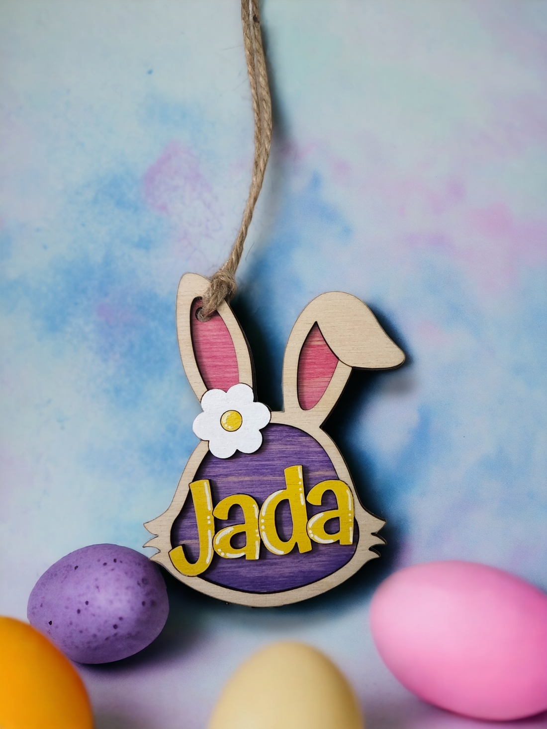 Hoppy Easter! Personalize Your Baskets with Handmade Wooden Bunny Tags.