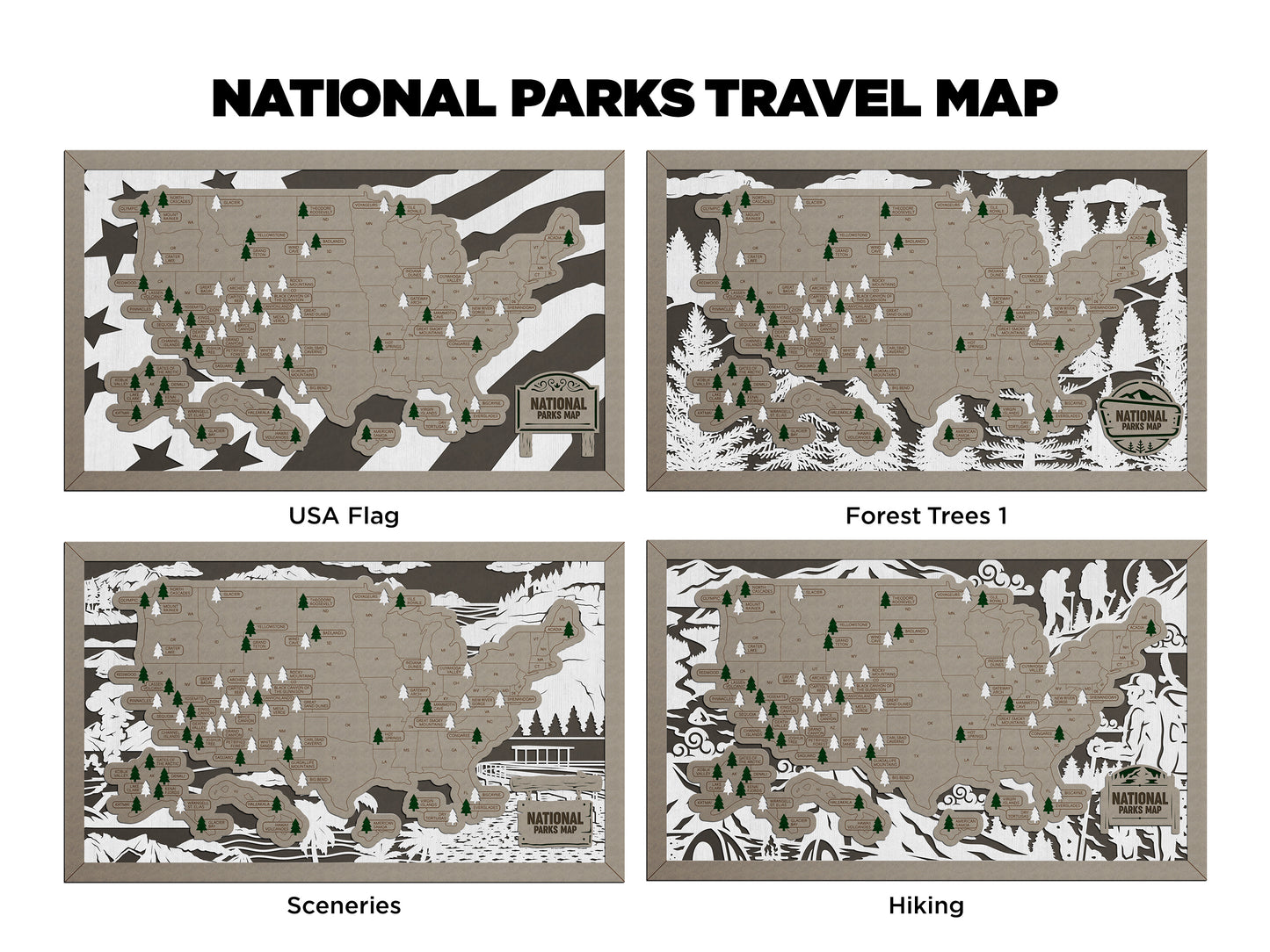 Travel Map-National Parks (Customizable)