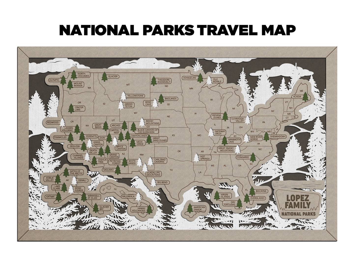 Travel Map-National Parks (Customizable)