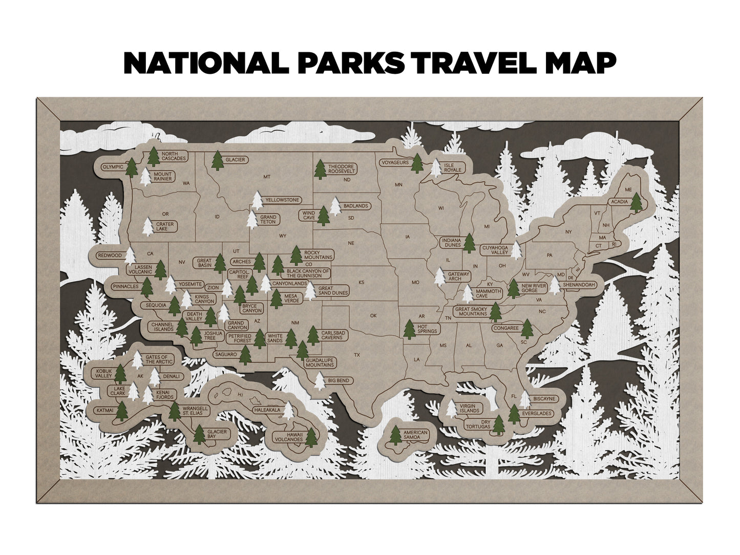 Travel Map-National Parks (Customizable)