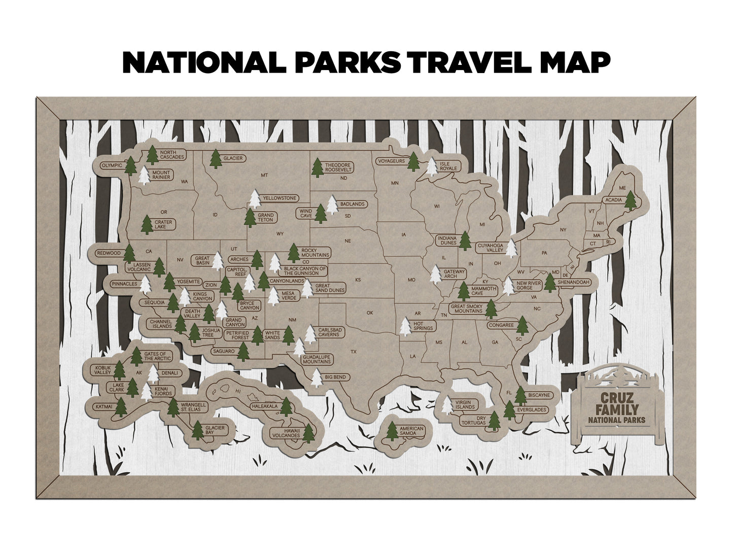 Travel Map-National Parks (Customizable)