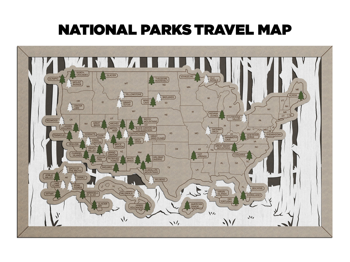 Travel Map-National Parks (Customizable)