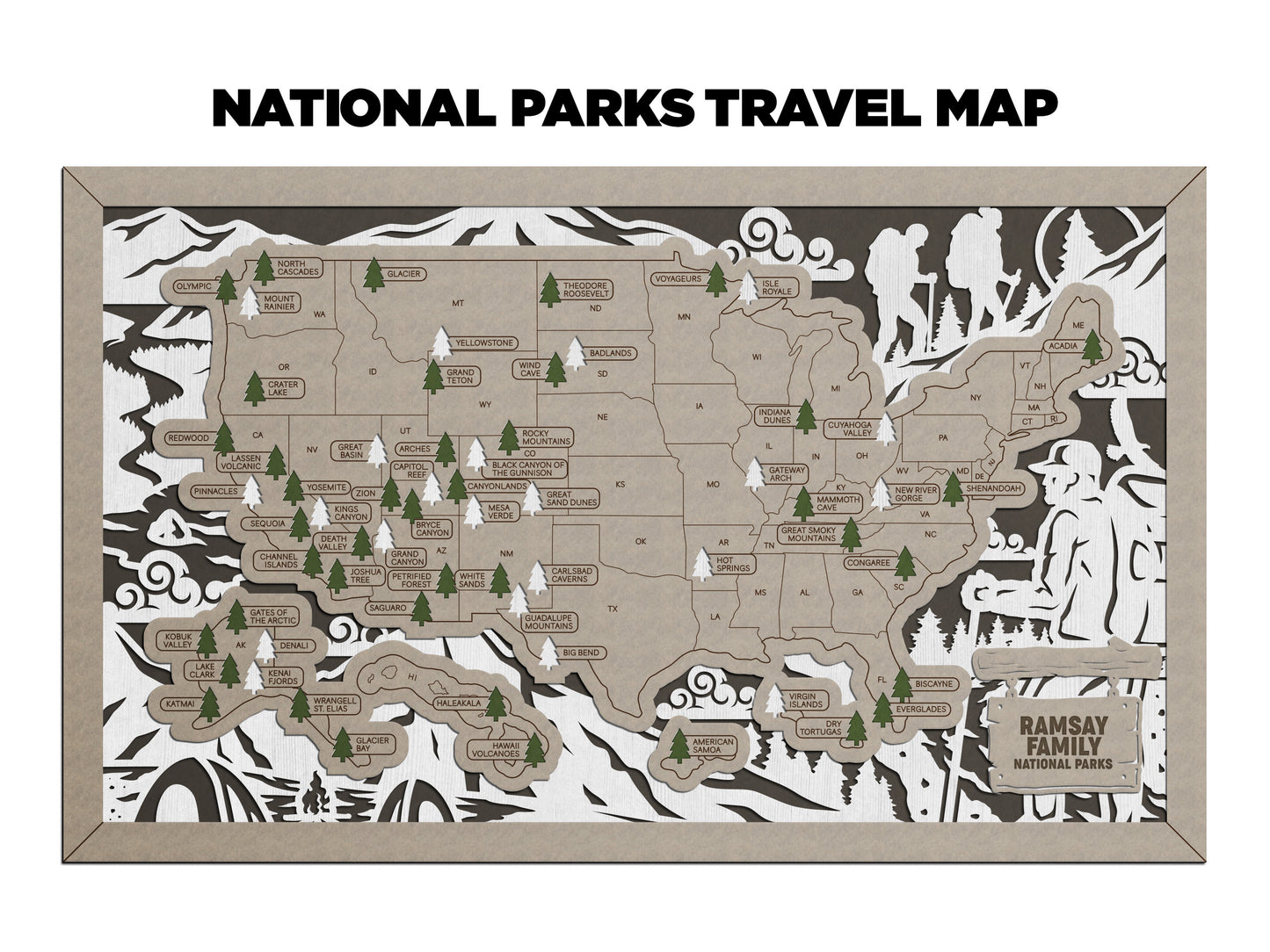 Travel Map-National Parks (Customizable)