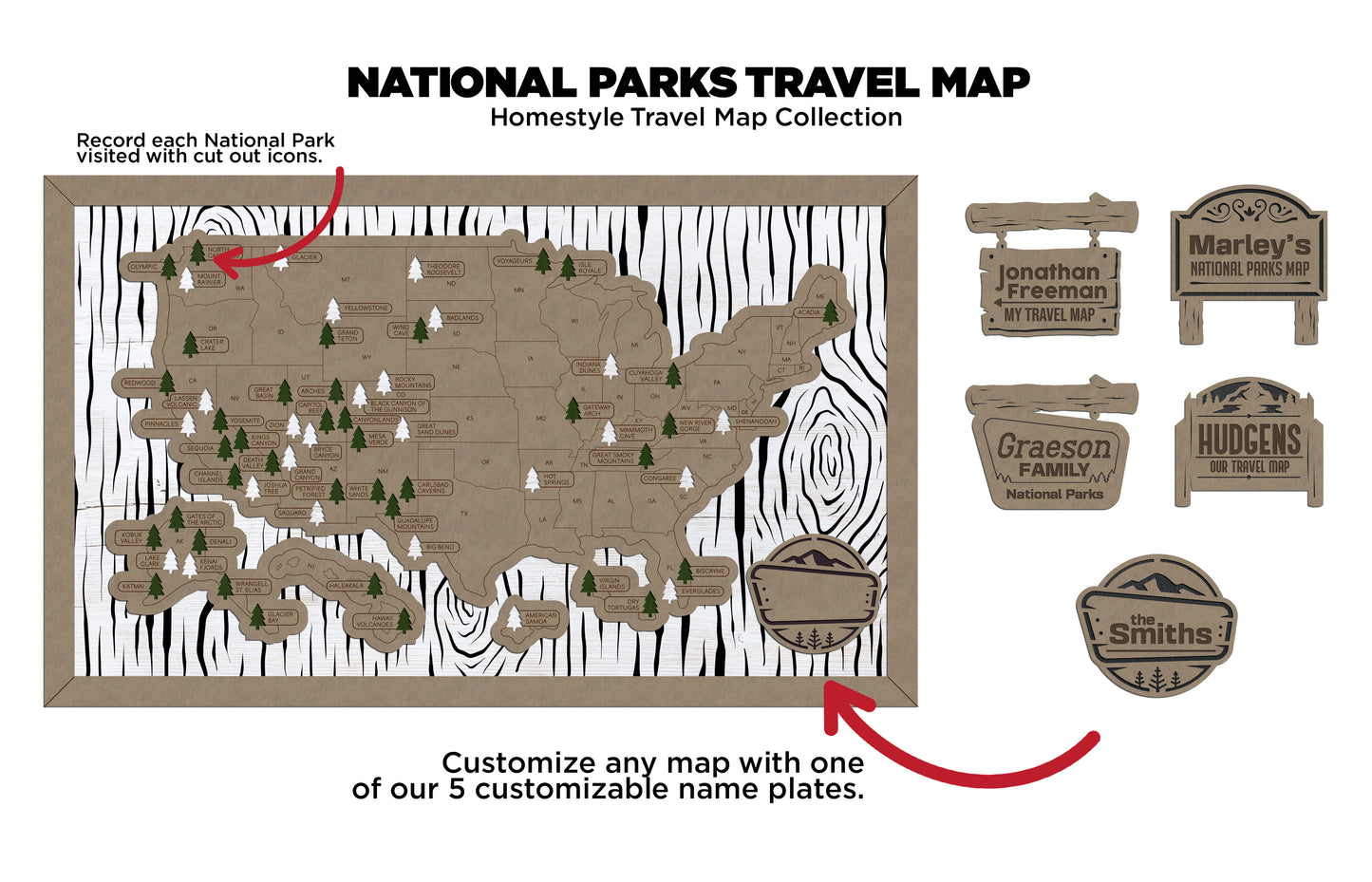 Travel Map-National Parks (Customizable)