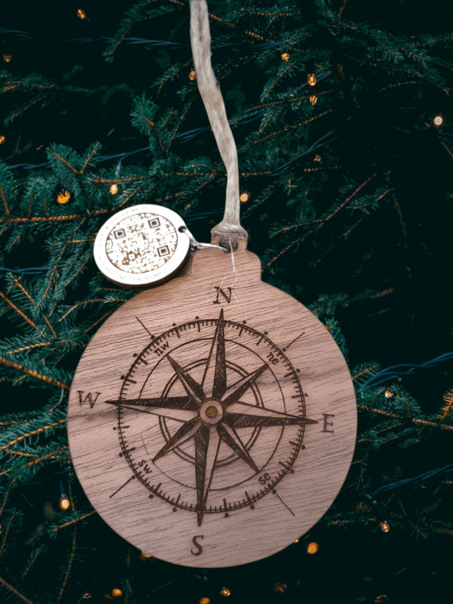 Compass Ornament with QR Code Santa Tracker