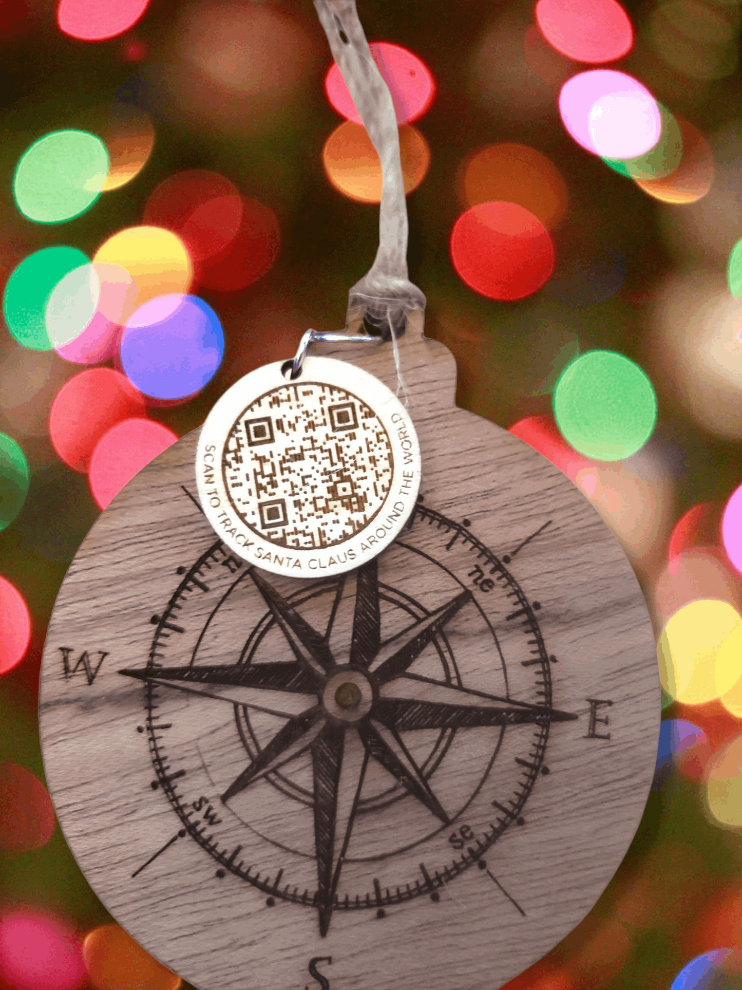 Compass Ornament with QR Code Santa Tracker