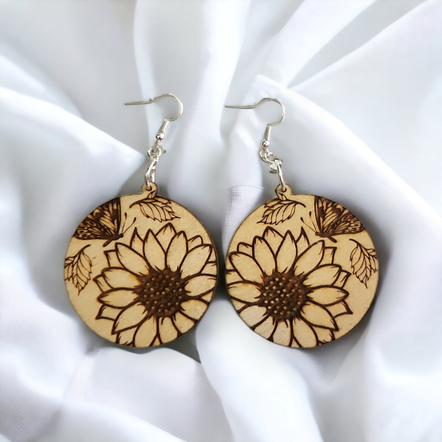 Floral Butterfly Round Earrings