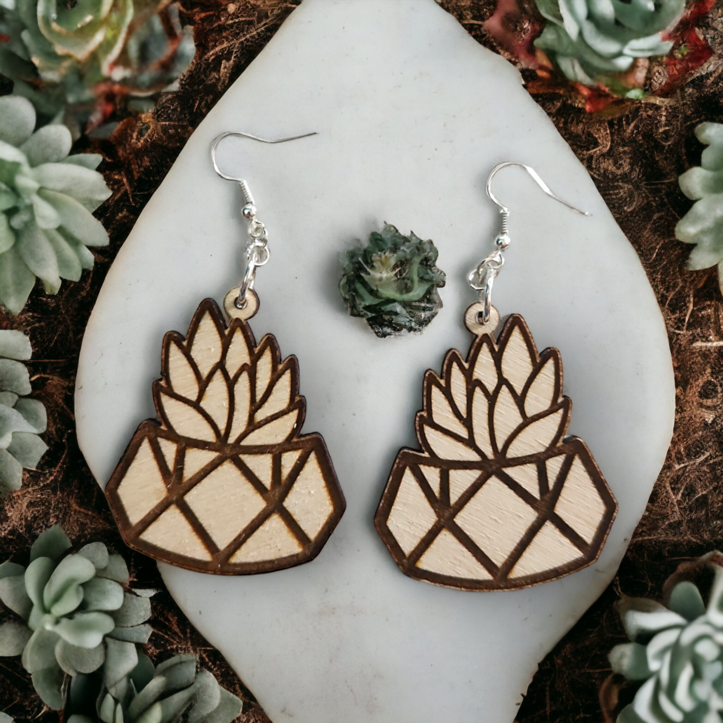 Succulent Geometric Earrings