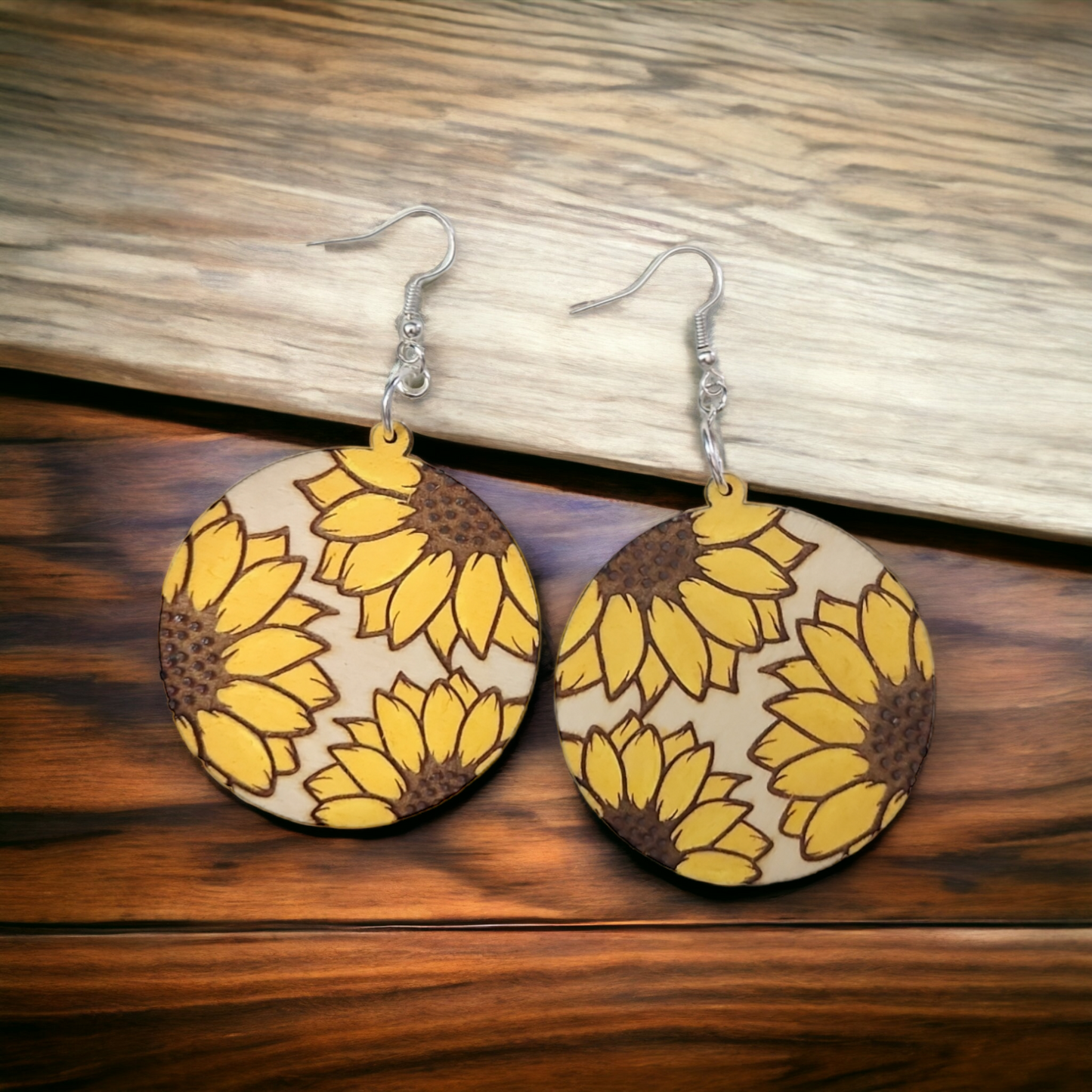 Round Sunflower Earrings