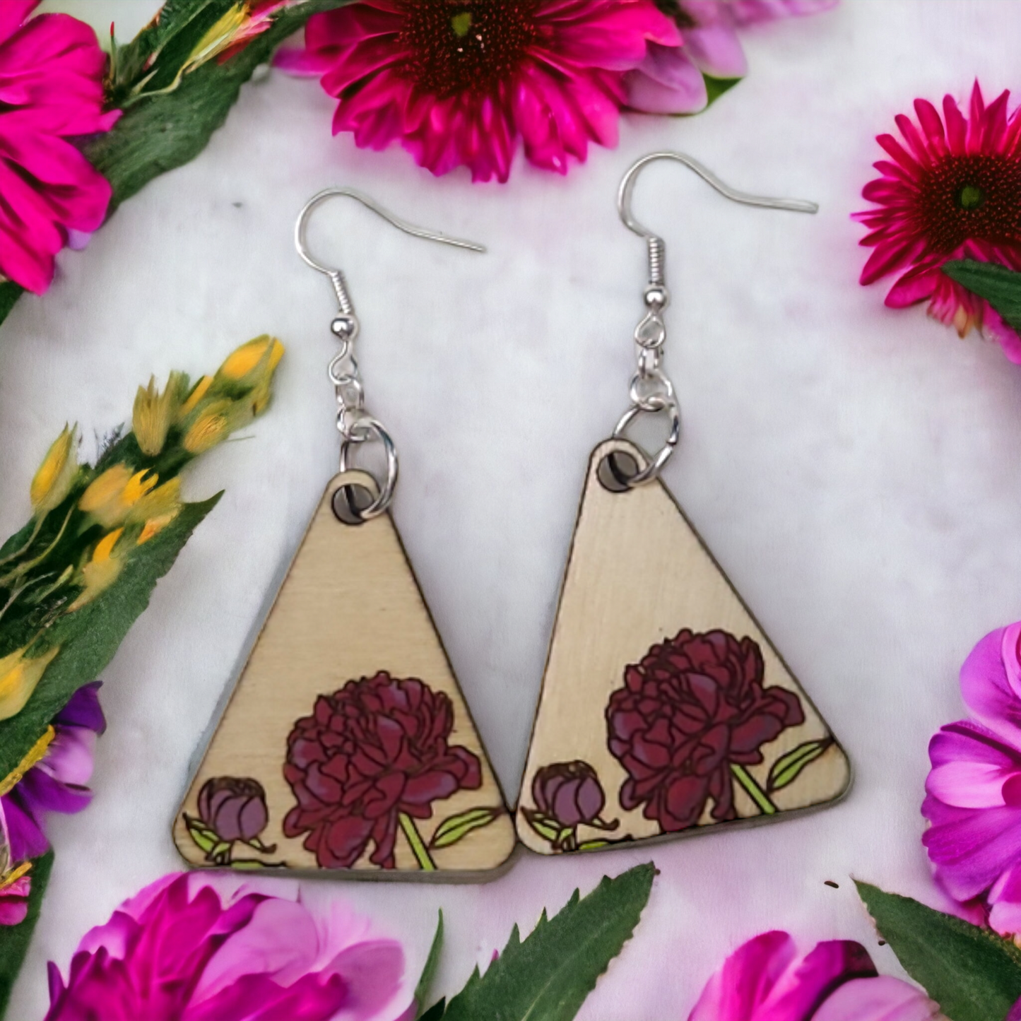 Peony Triangle Earrings