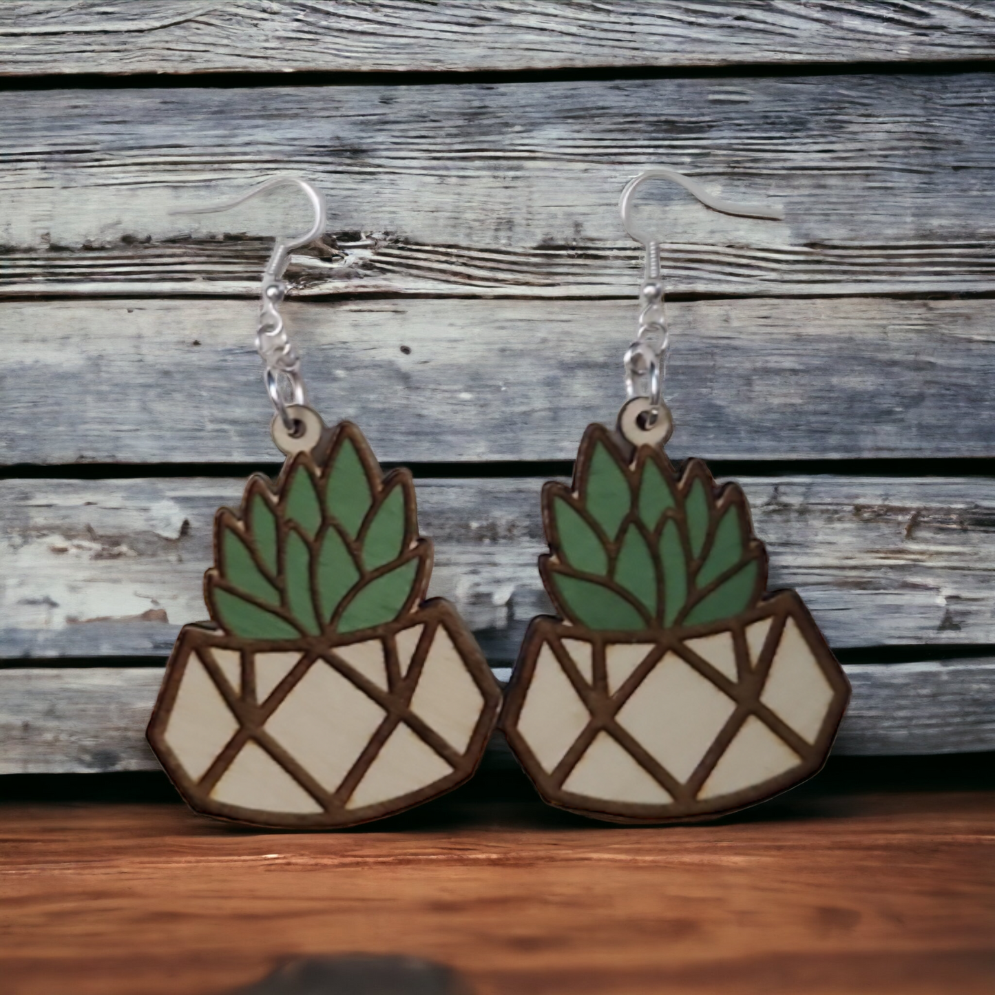 Succulent Geometric Earrings