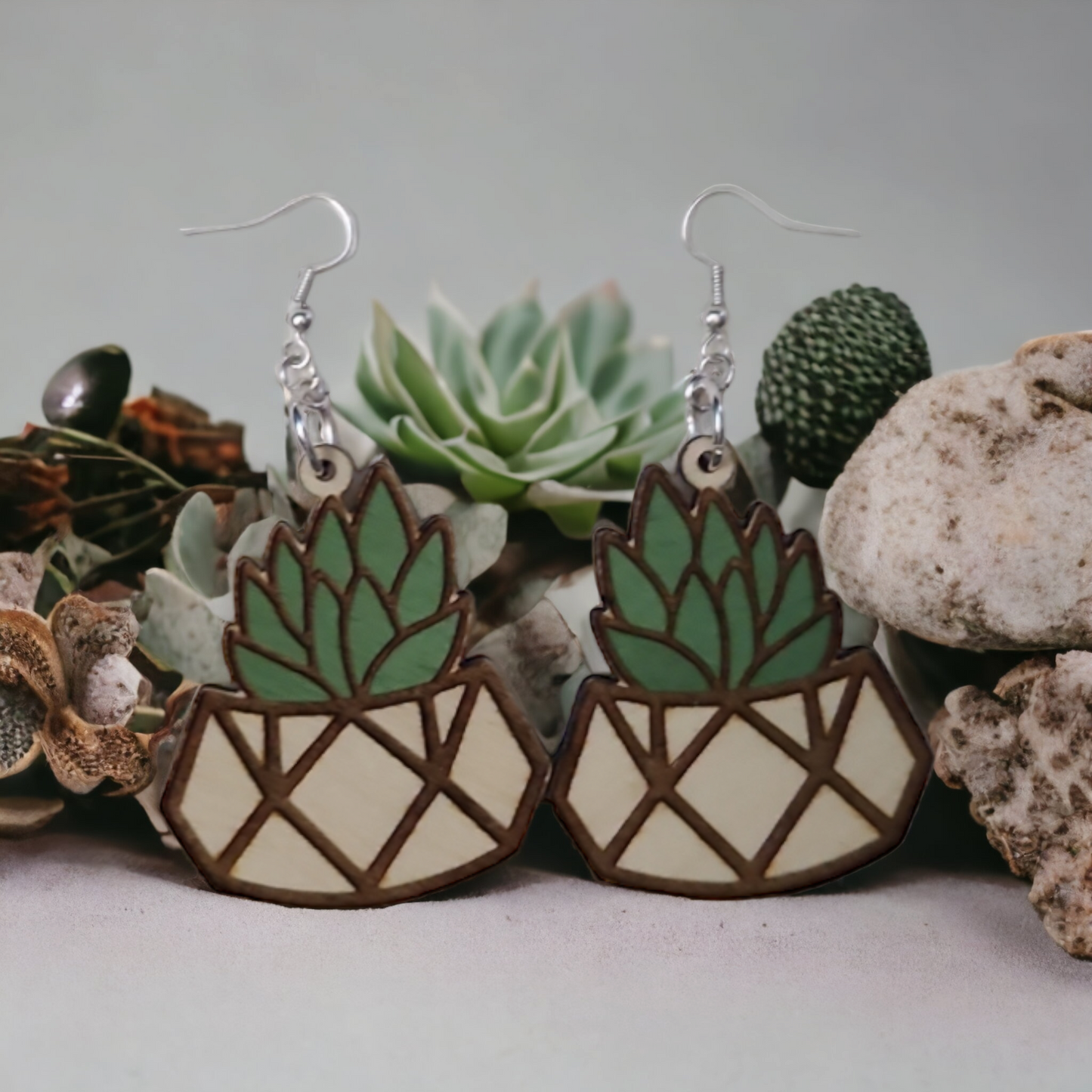 Succulent Geometric Earrings