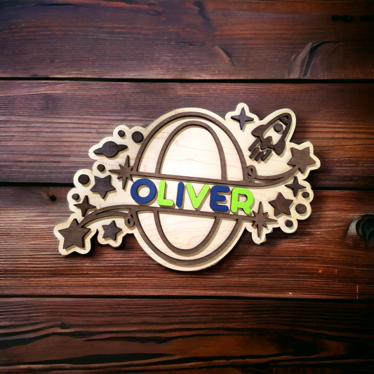 Handcrafted Wooden Custom Initial Nursery Sign, a Stellar Addition to Your Little One's Space