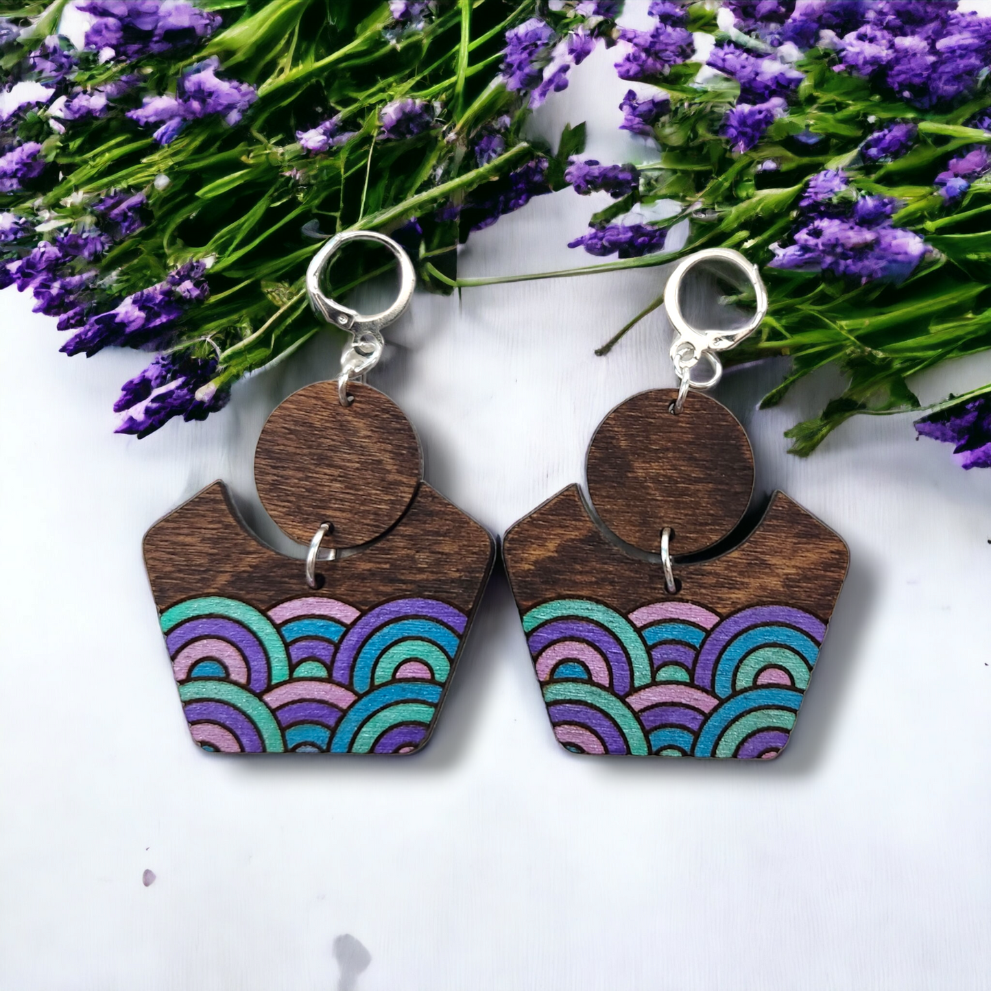 Unleash Your Vibrant Style! Handmade Wooden Multi-Color Geometric Shaped Earrings