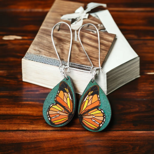 Flutter with Elegance and Grace! Handmade Wooden Butterfly Wing Earrings