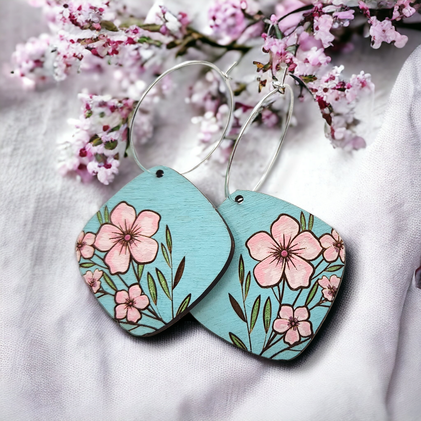 Embrace the Beauty of Blossoms! Handmade Wooden Blossom Earrings