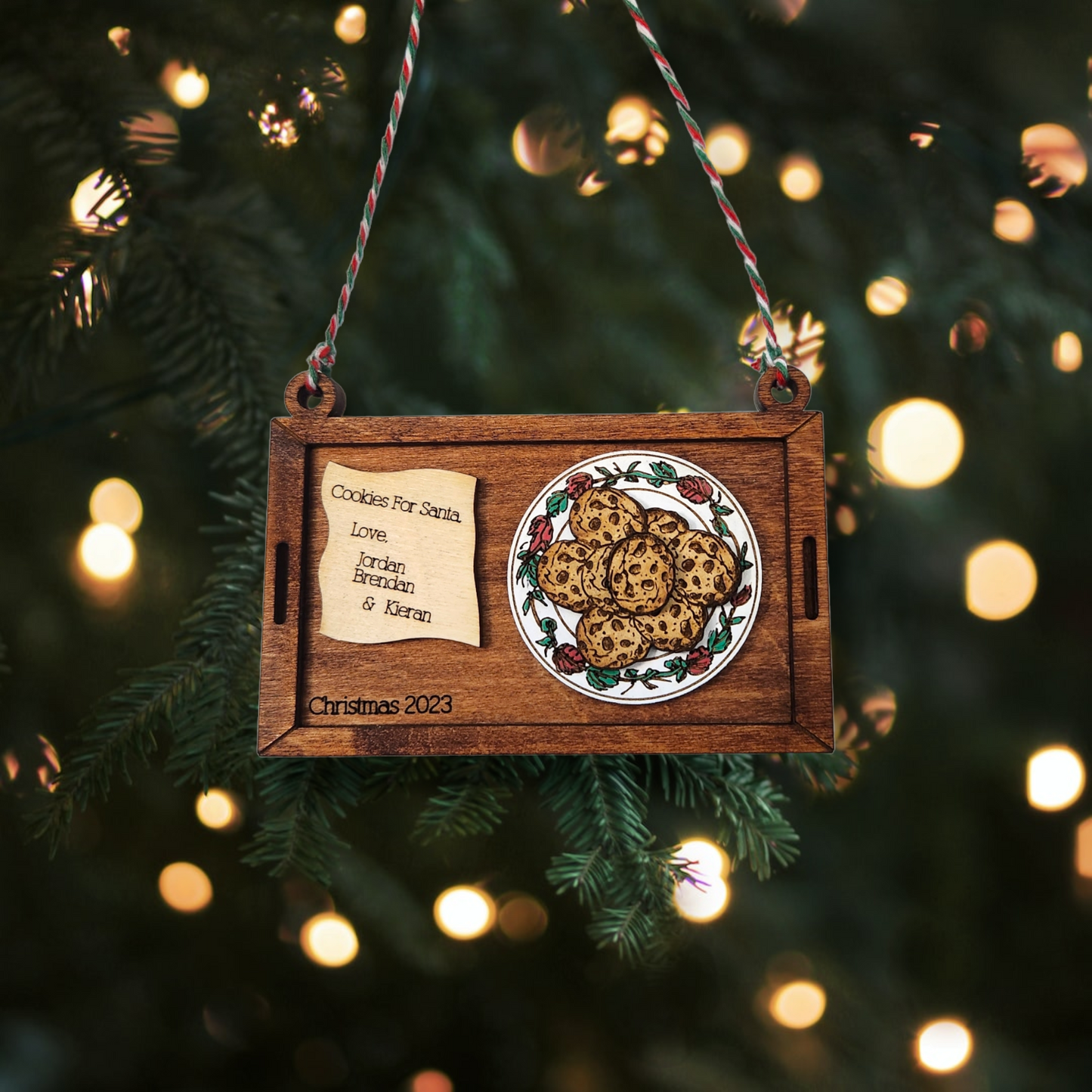 Capture the Magic of Christmas with Our Handmade Wooden "Cookies for Santa" Ornament!