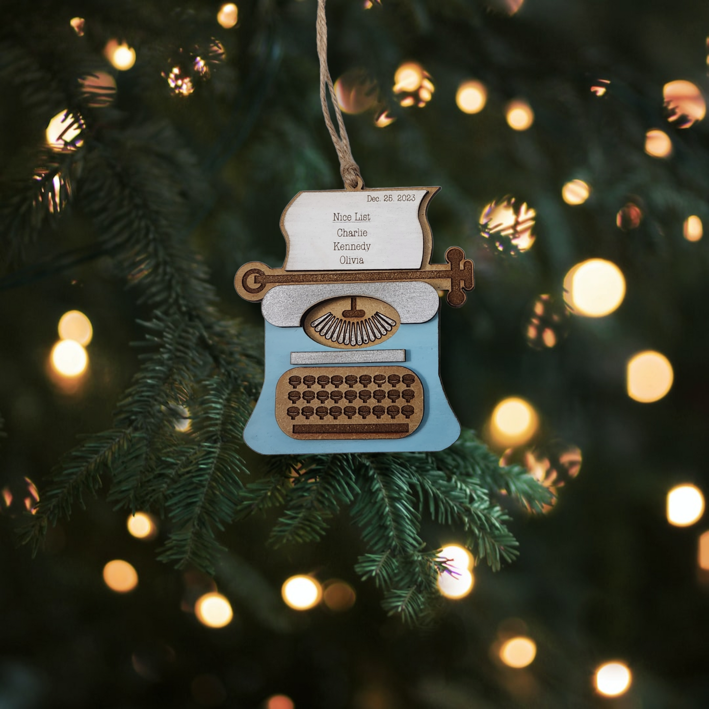 Unleash Nostalgia on Your Tree with Our Handmade Personalized Retro Typewriter Ornament!