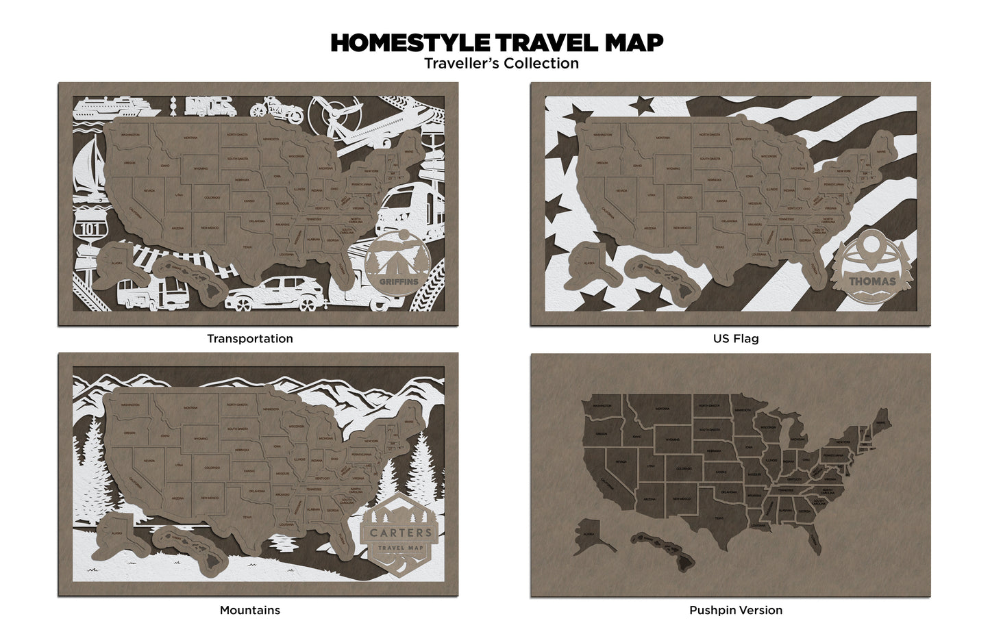 Travel Map-United States (Customizable)