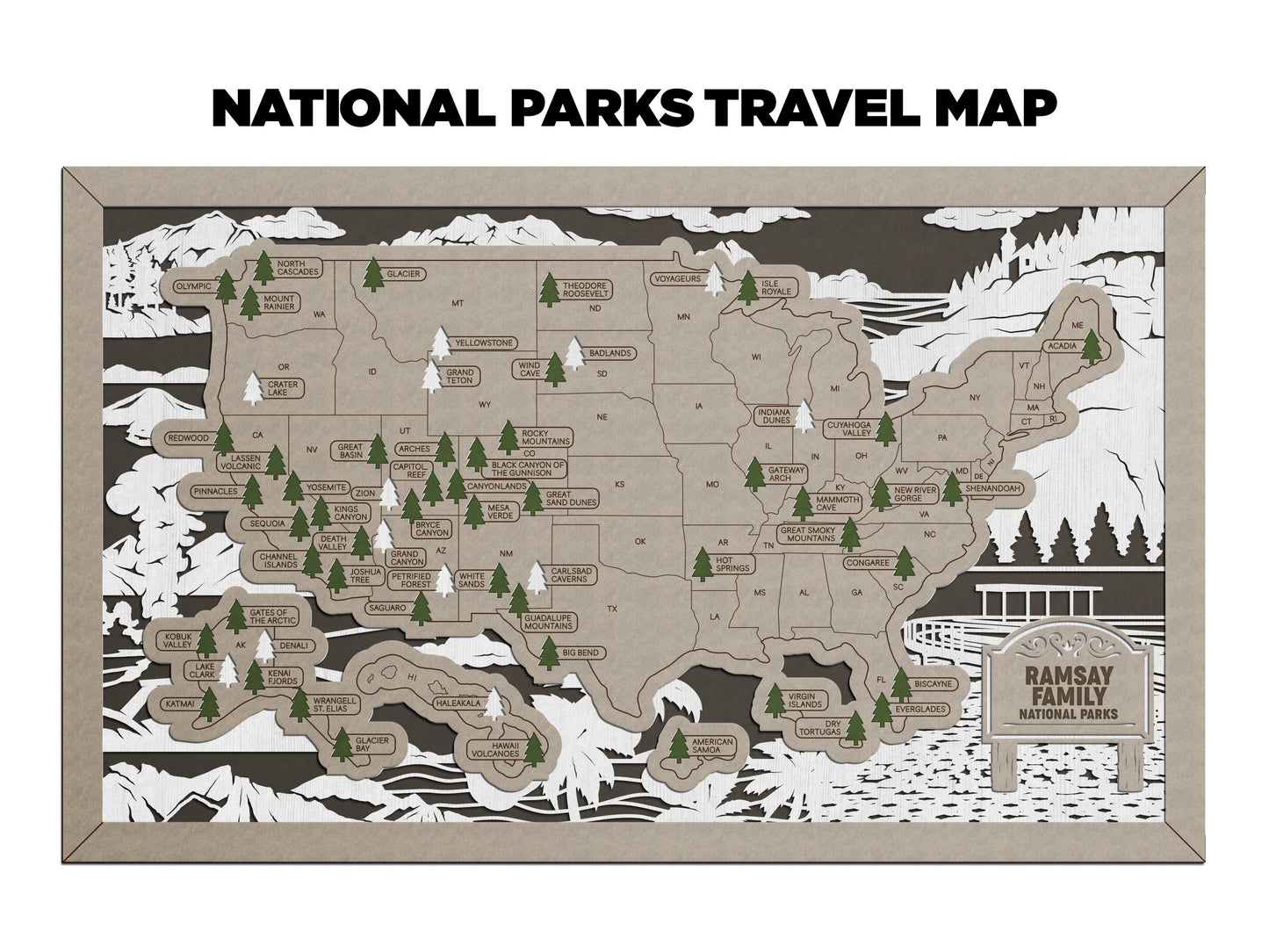 Travel Map-National Parks (Customizable)