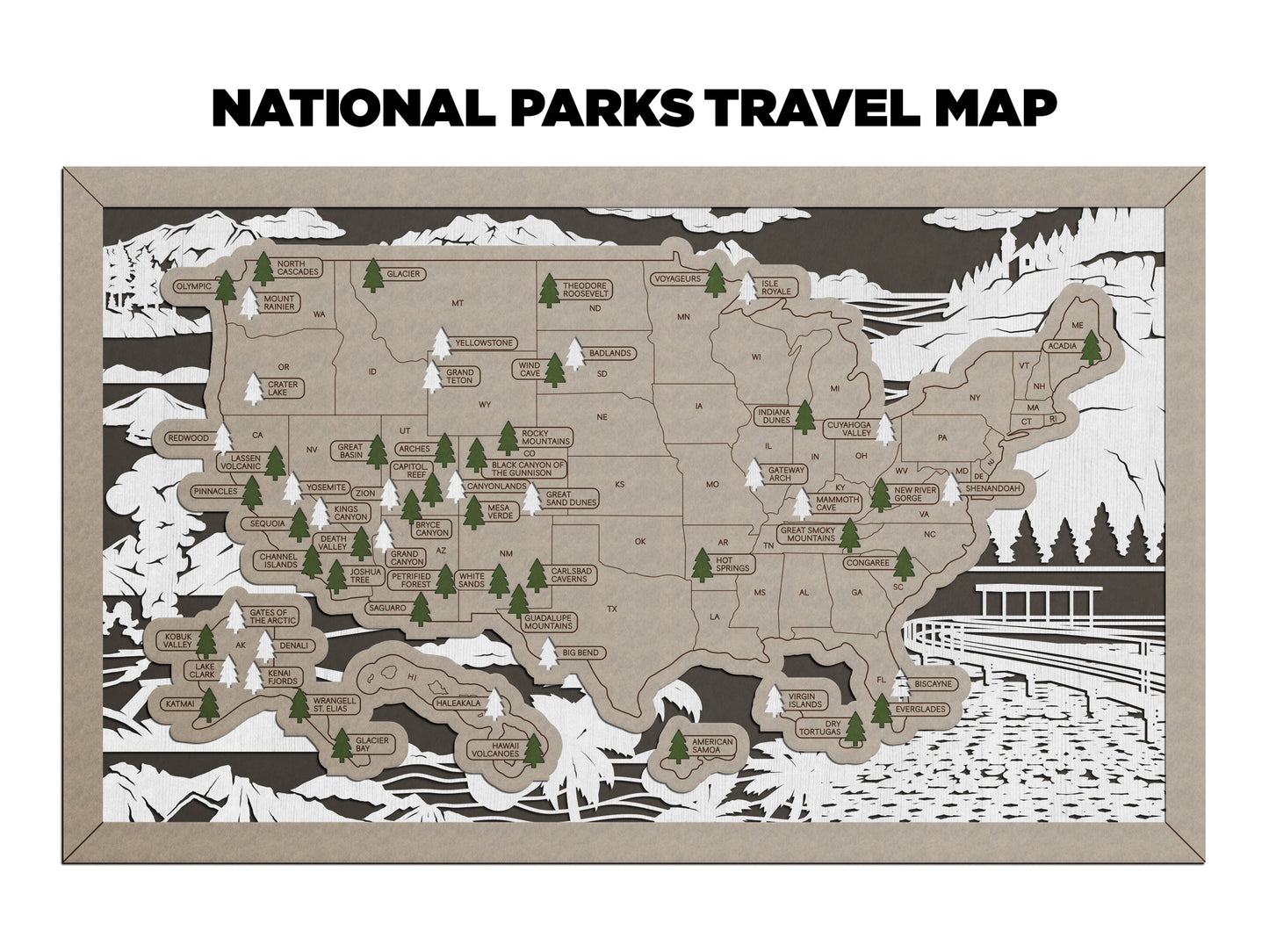 Travel Map-National Parks (Customizable)