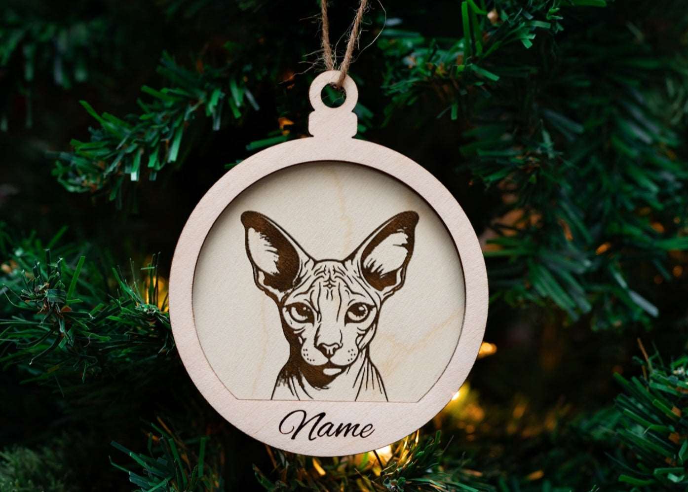 Capture the Grace and Elegance of Your Favorite Cat Breeds! Handmade, Engraved Wooden Cat Breed Ornaments