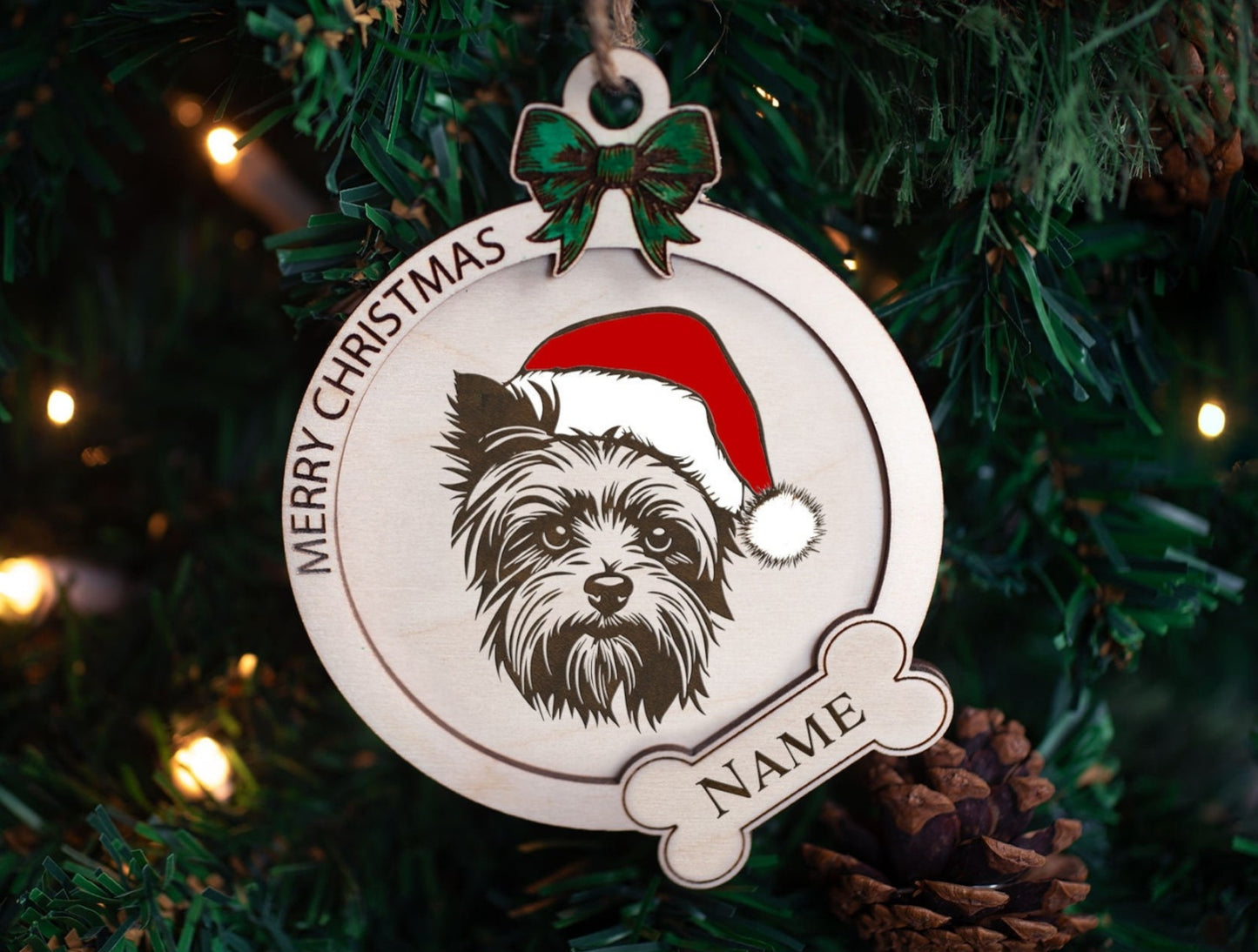 Unleash the Holiday Spirit with Handmade, Engraved Wooden Dog Breed Ornaments!