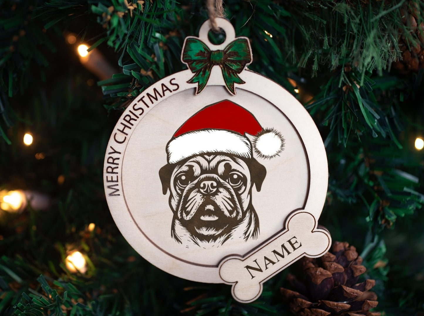 Unleash the Holiday Spirit with Handmade, Engraved Wooden Dog Breed Ornaments!