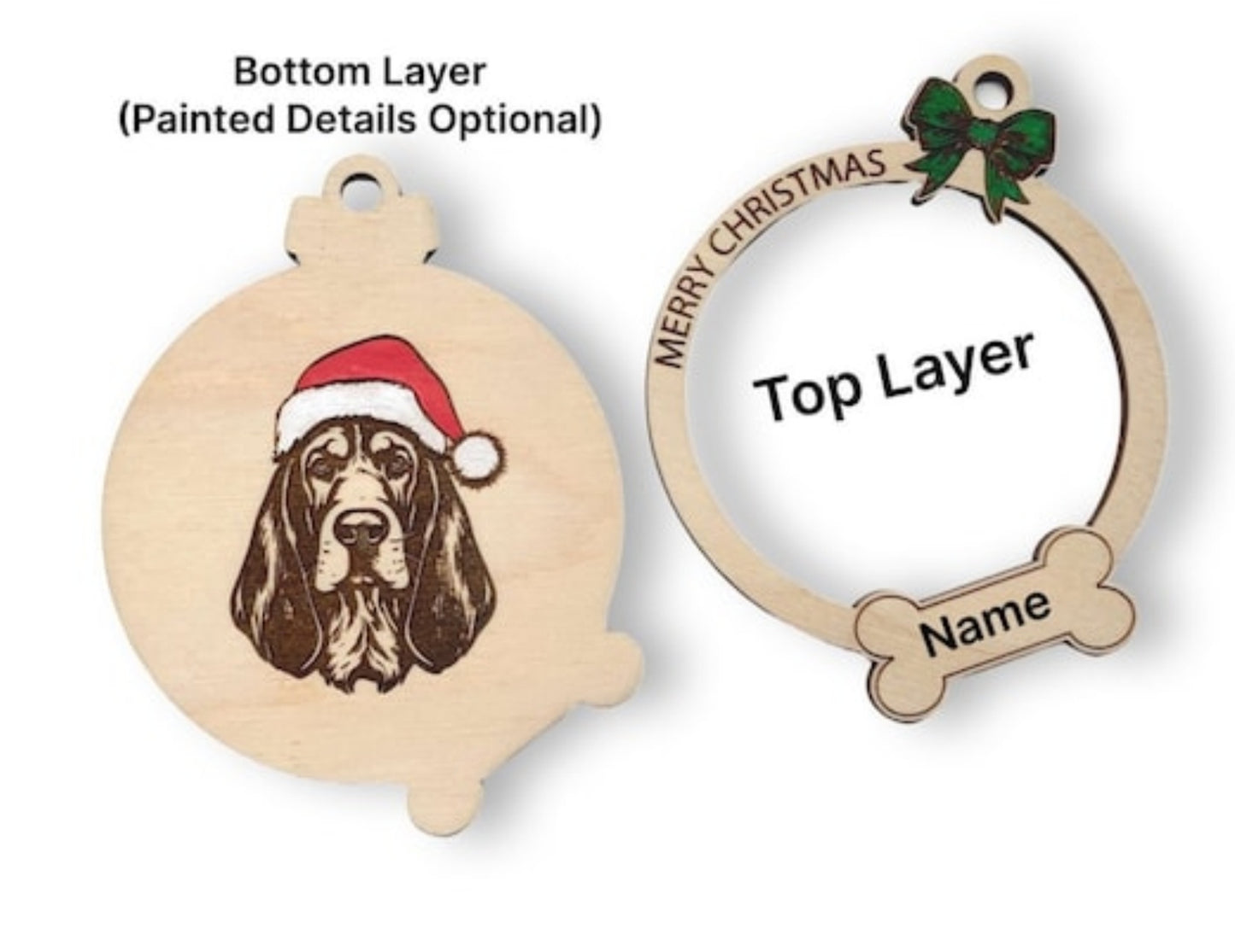 Unleash the Holiday Spirit with Handmade, Engraved Wooden Dog Breed Ornaments!