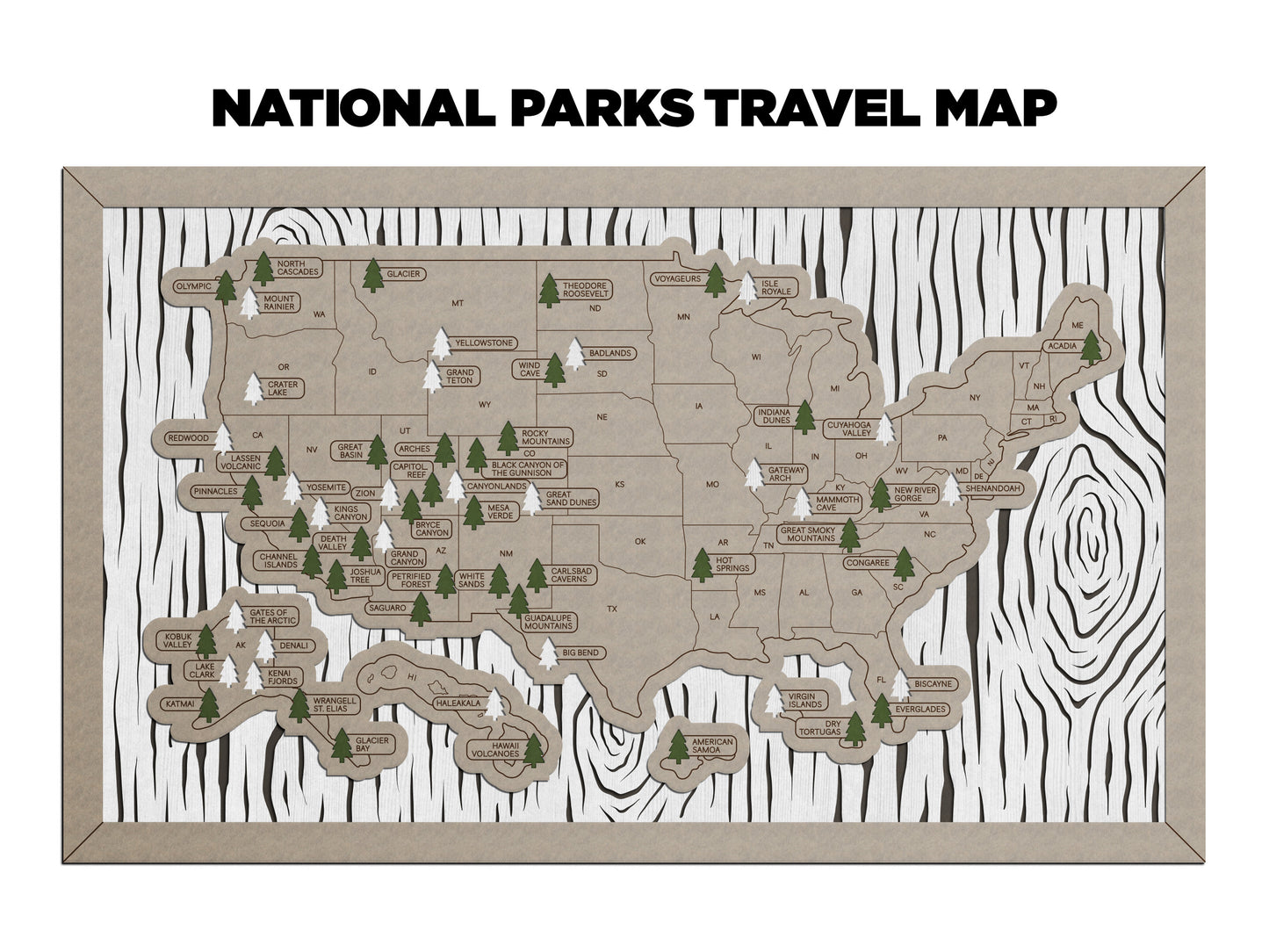 Travel Map-National Parks (Customizable)