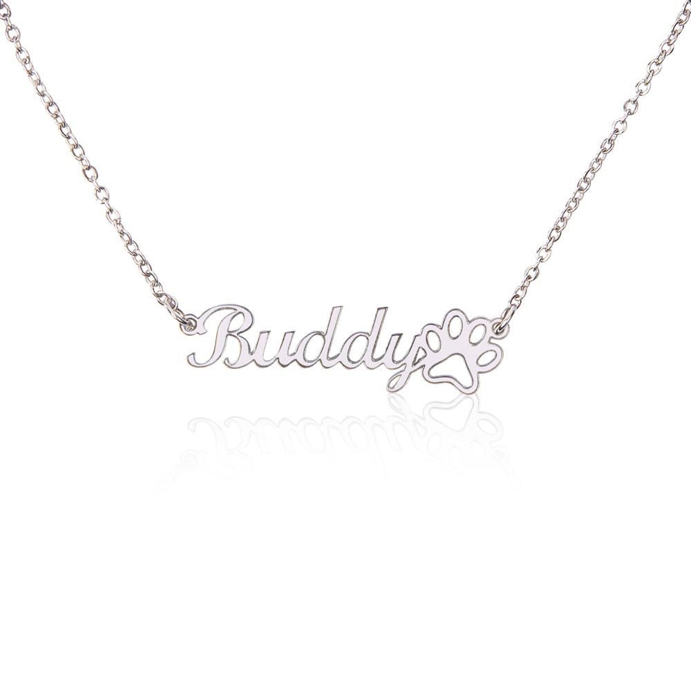 Pawfectly Personalized: Custom Pet Name Necklace with Adorable Pawprint Design