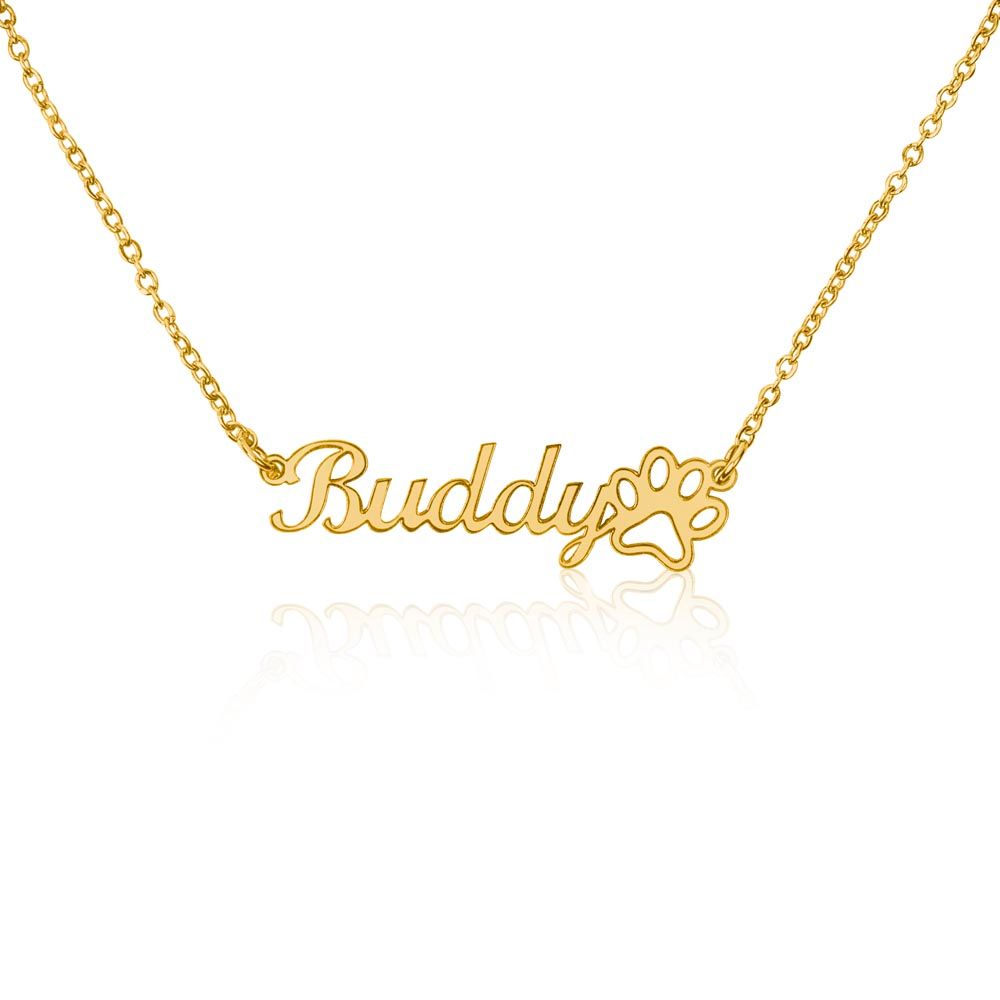 Pawfectly Personalized: Custom Pet Name Necklace with Adorable Pawprint Design