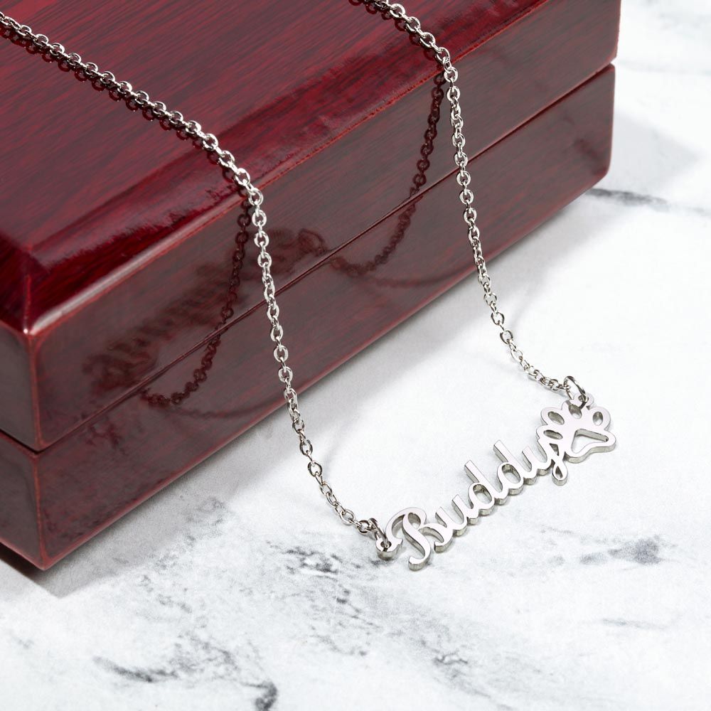 Pawfectly Personalized: Custom Pet Name Necklace with Adorable Pawprint Design