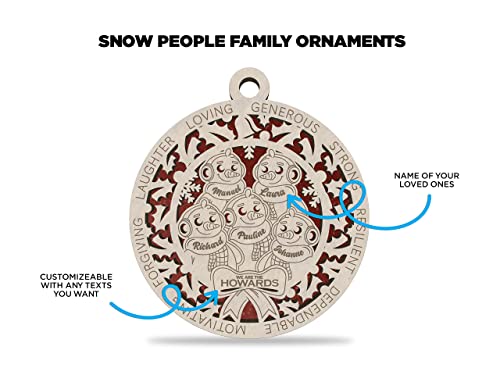 Snow People Family Ornament (Customizable)